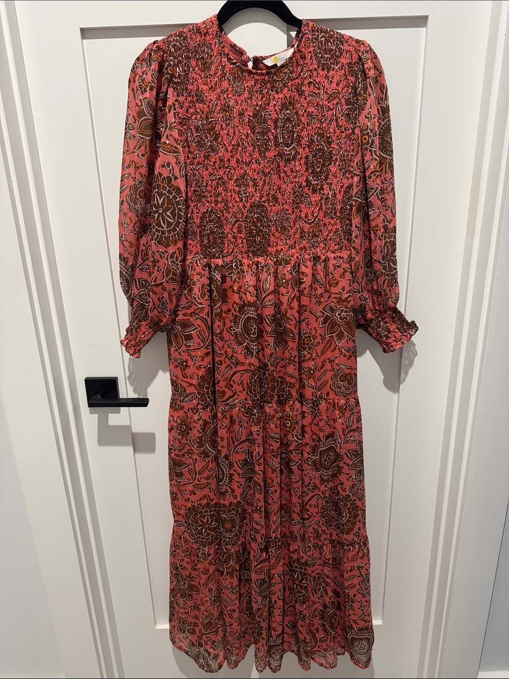 Boden Size US 12P Women's Smocked Floral Metallic Maxi Dress